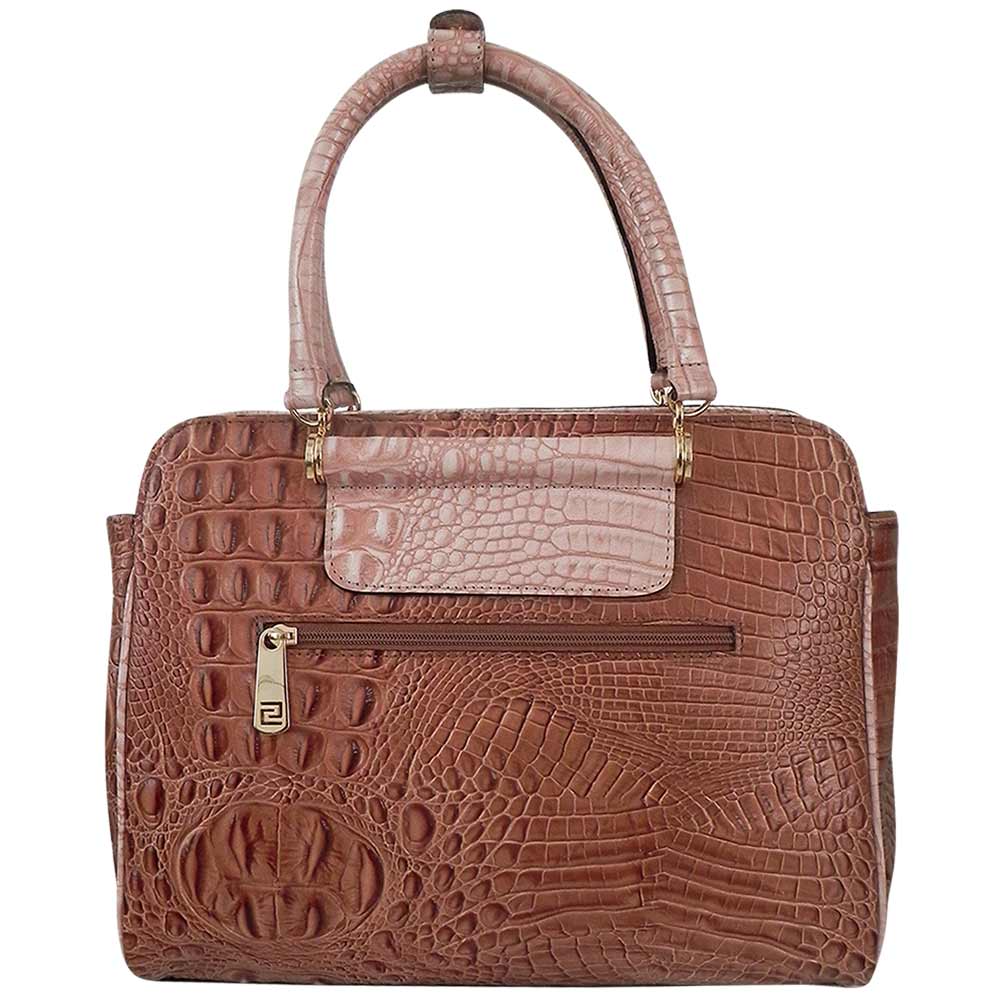 Bolsa Couro Croco Al A M O E Transversal Smartbag Bicolor Castanho Nude