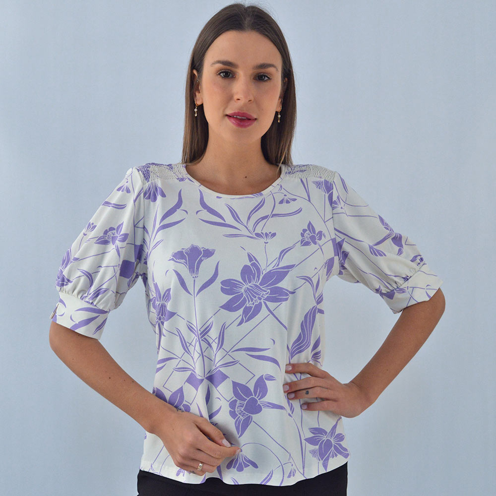 Blusa Viscolycra Globe Lavanda Pole Modas