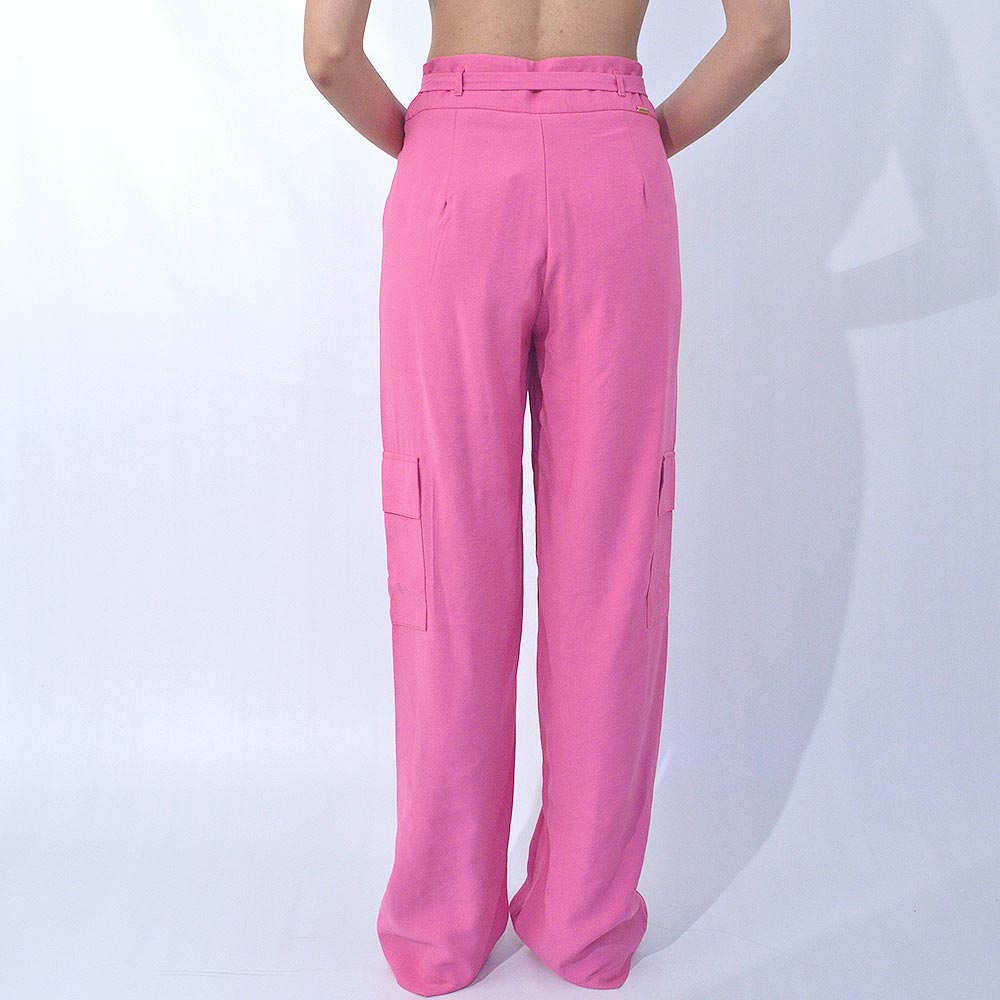 Calça Alfaiataria Wide Leg Flor de Lis Pink Pole Modas