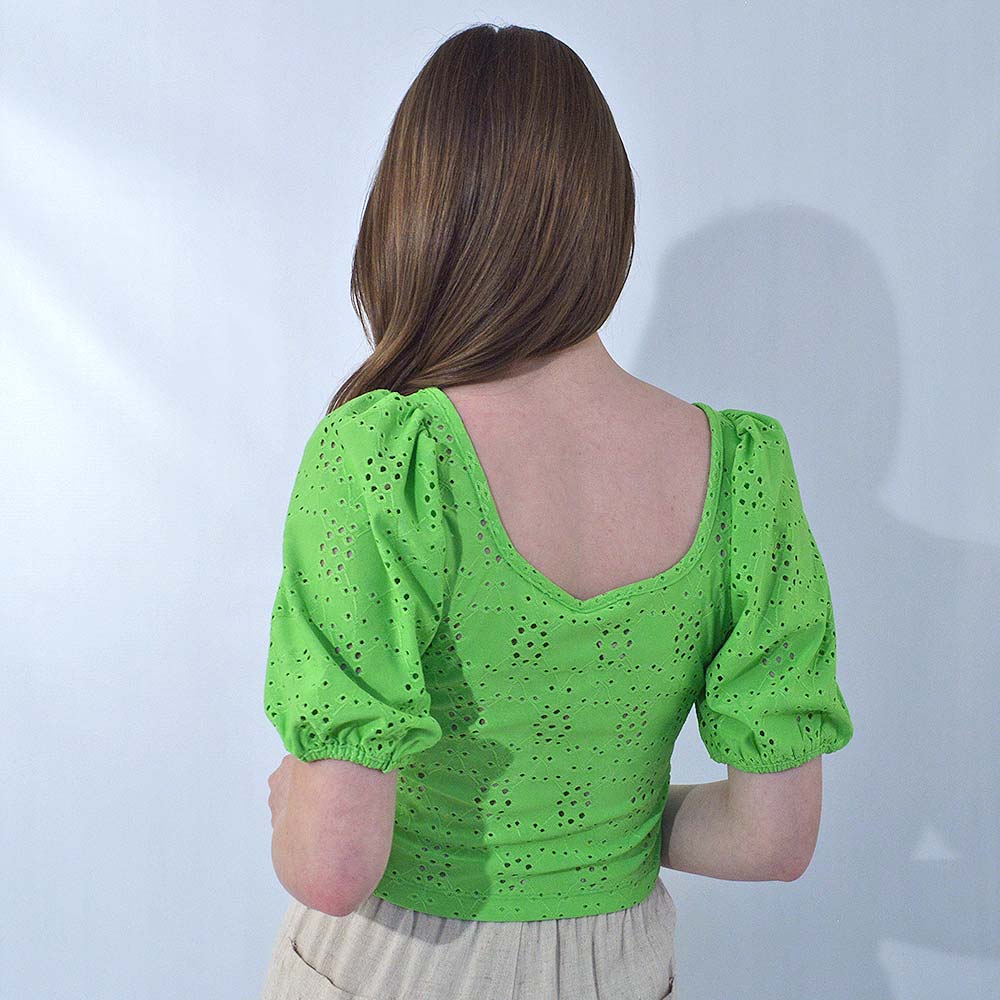 Blusa Cropped Malha Laise Gatos E Atos Verde Pole Modas