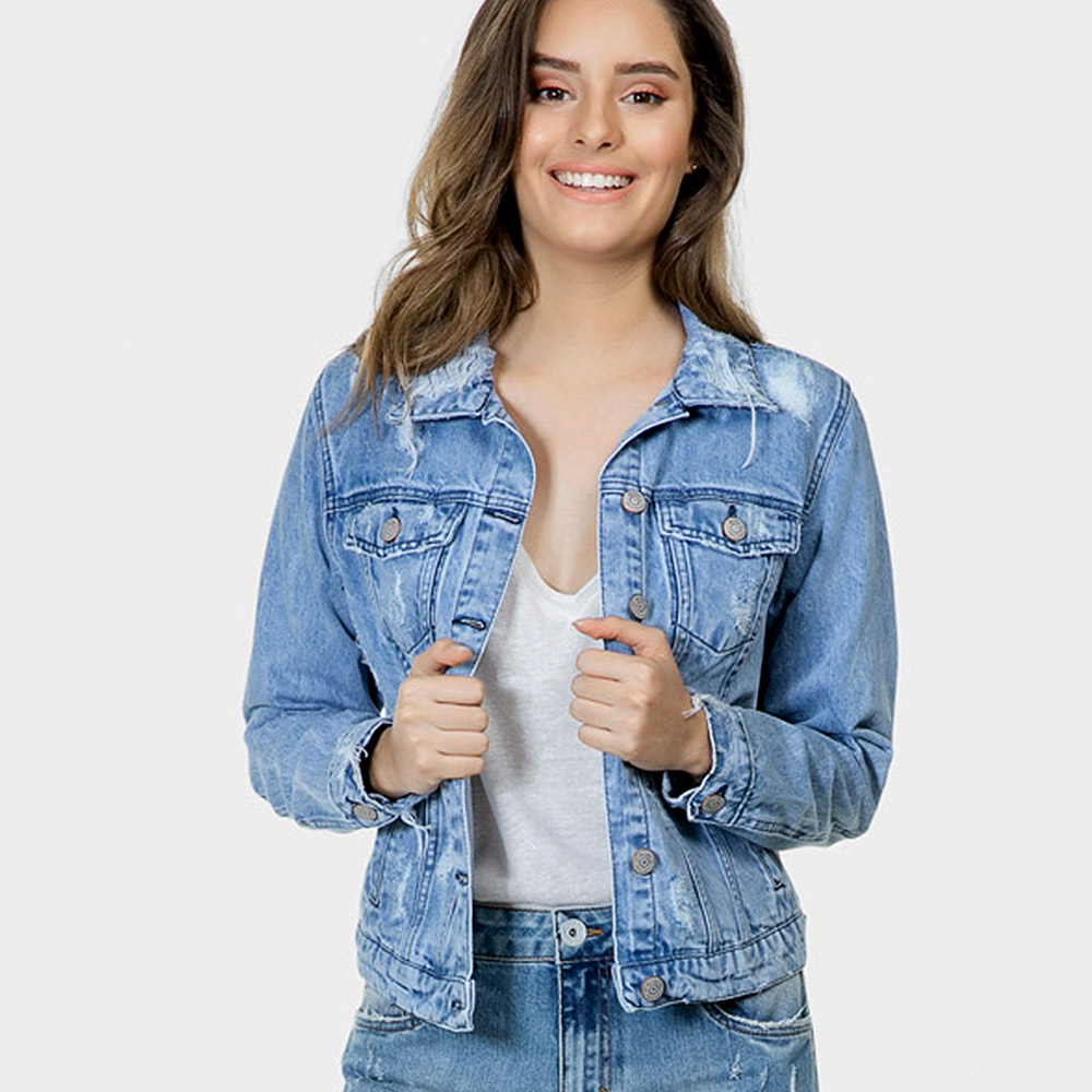 jaqueta jeans com bolso interno
