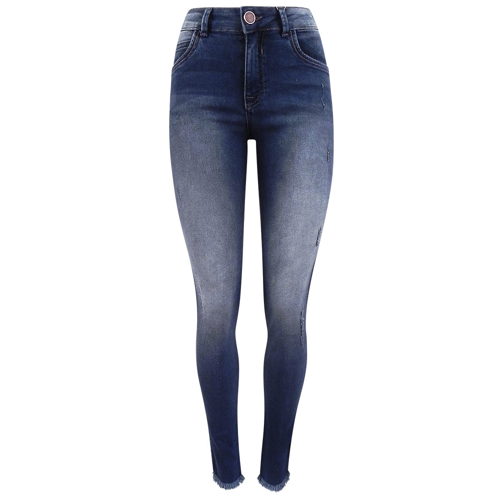 Calça Jeans Skinny Barra Assimétrica Desfiada Alessandra Gatabakana Pole Modas 3891