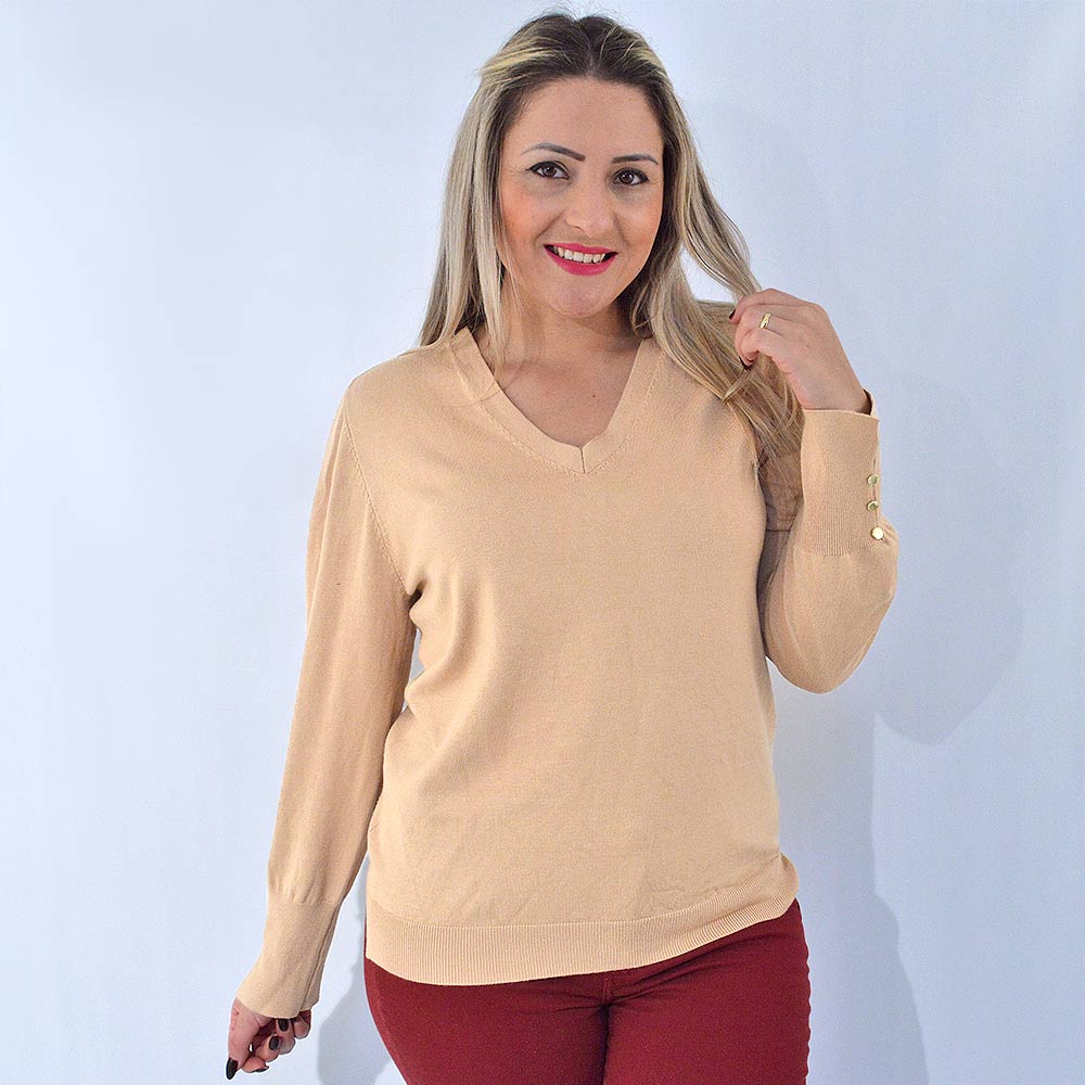 Blusa Malha Plus Decote 