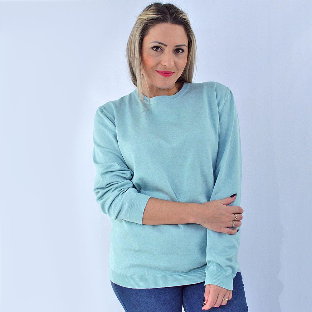 Blusa Malha Plus Size Miose Aqua - Foto 1