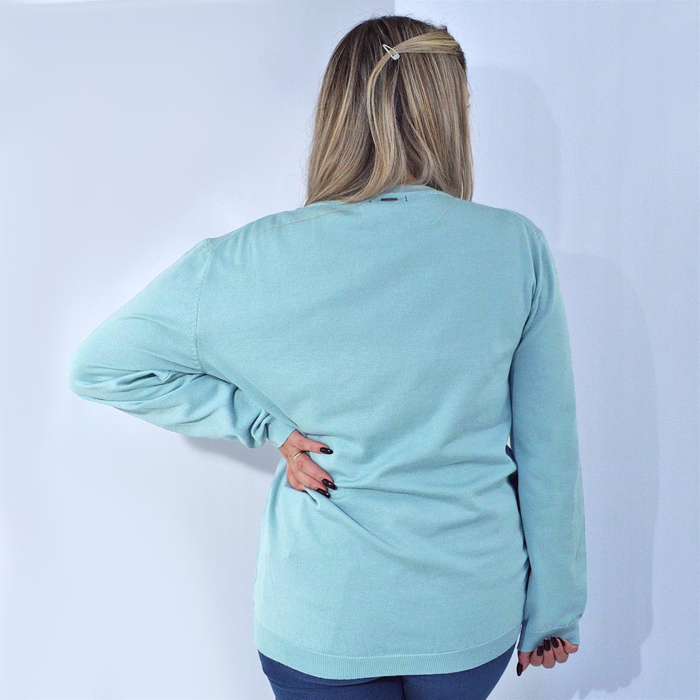 Blusa Malha Plus Size Miose Aqua - Foto 2