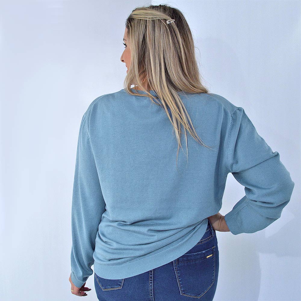 Blusa Malha Plus Size Miose Azul - Foto 2