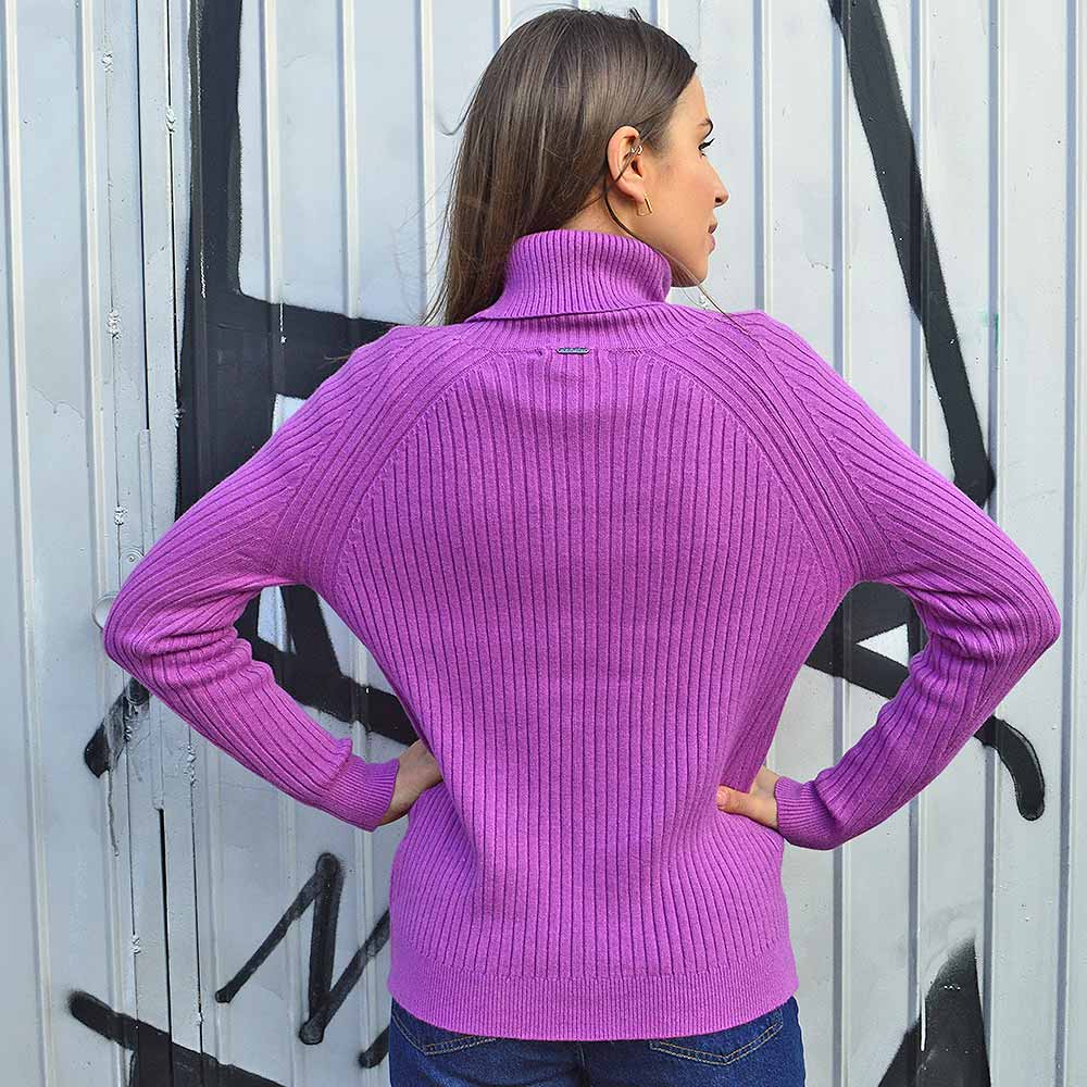 Blusa Gola Alta Malha Miose Violeta - Foto 2