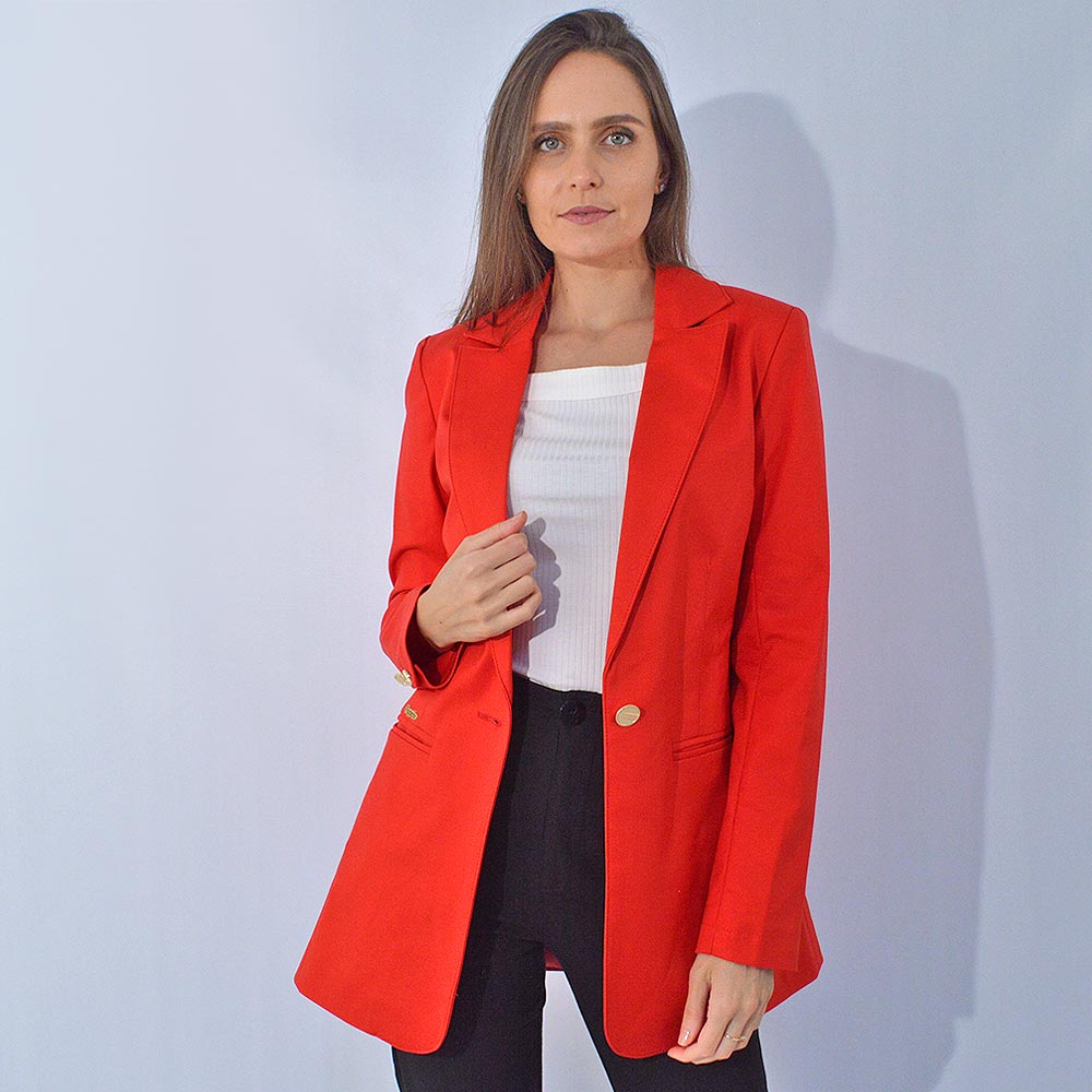 Blazer Alongado Sarja Trappiche Vermelho - Foto 1