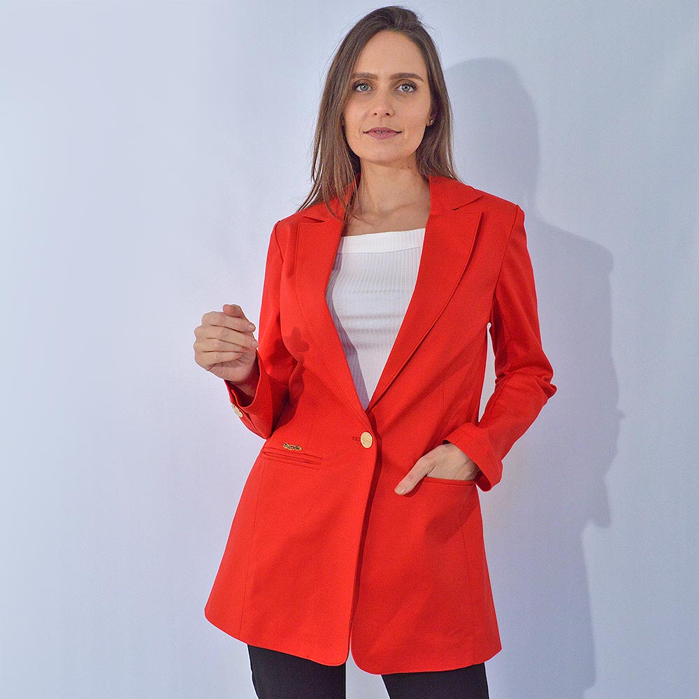 Blazer Alongado Sarja Trappiche Vermelho - Foto 2