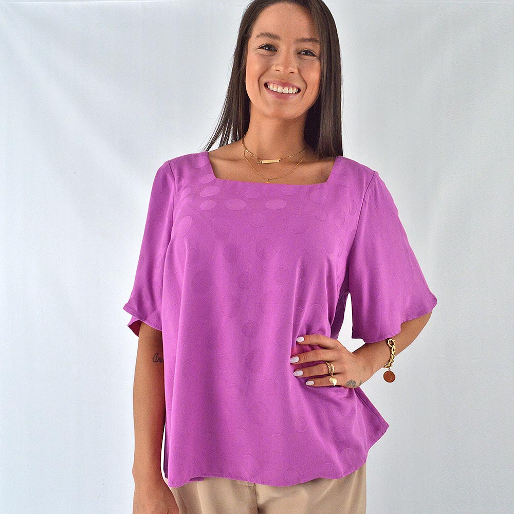 Blusa Viscose Trama Po Citta Cor Violeta Tamanhos Grandes - Foto 1