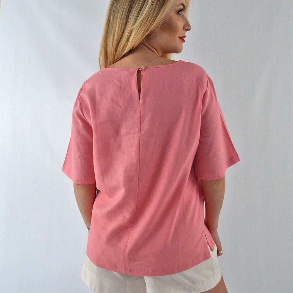 Blusa em Linho Citta Cor Chicl - Foto 1