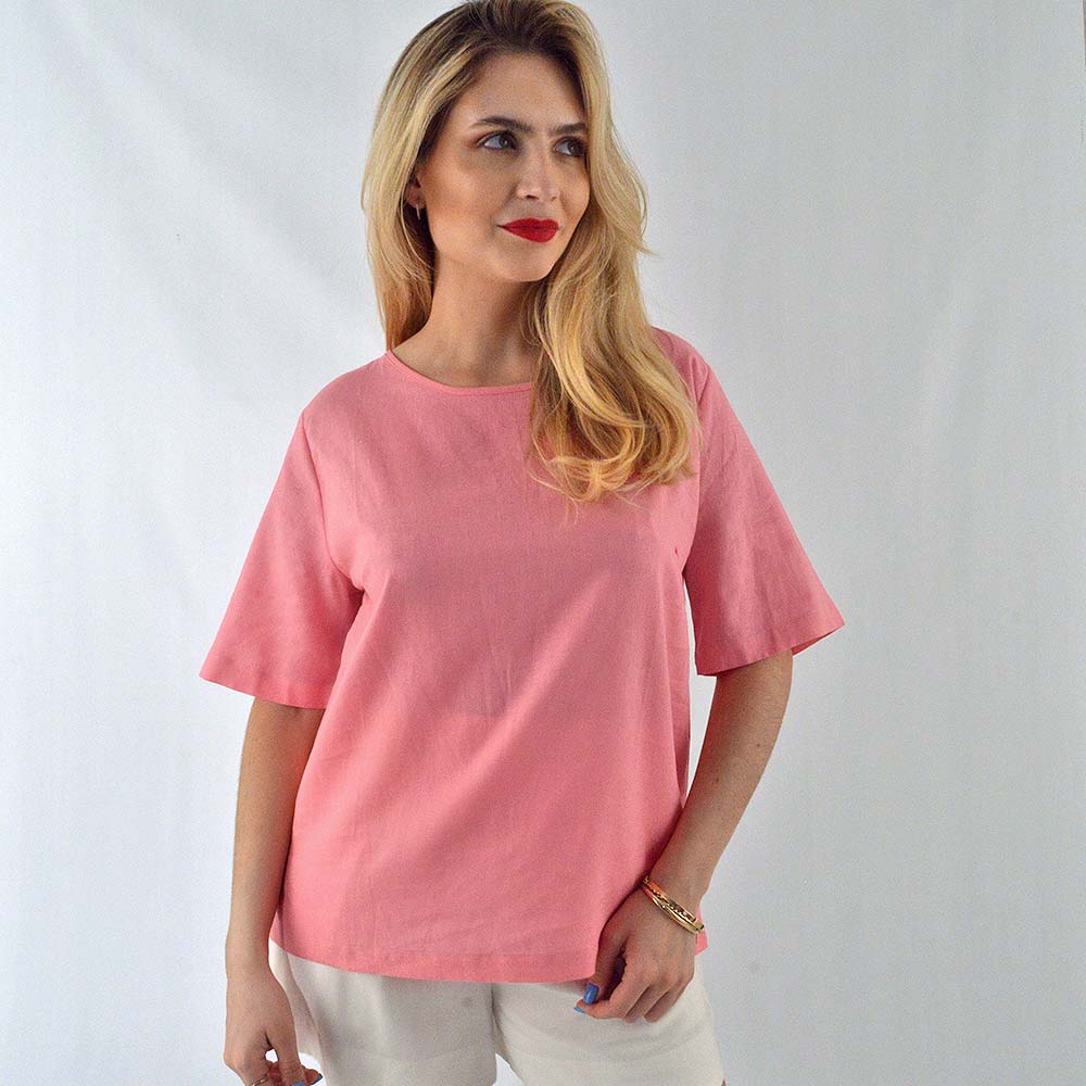 Blusa em Linho Citta Cor Chicl - Foto 2