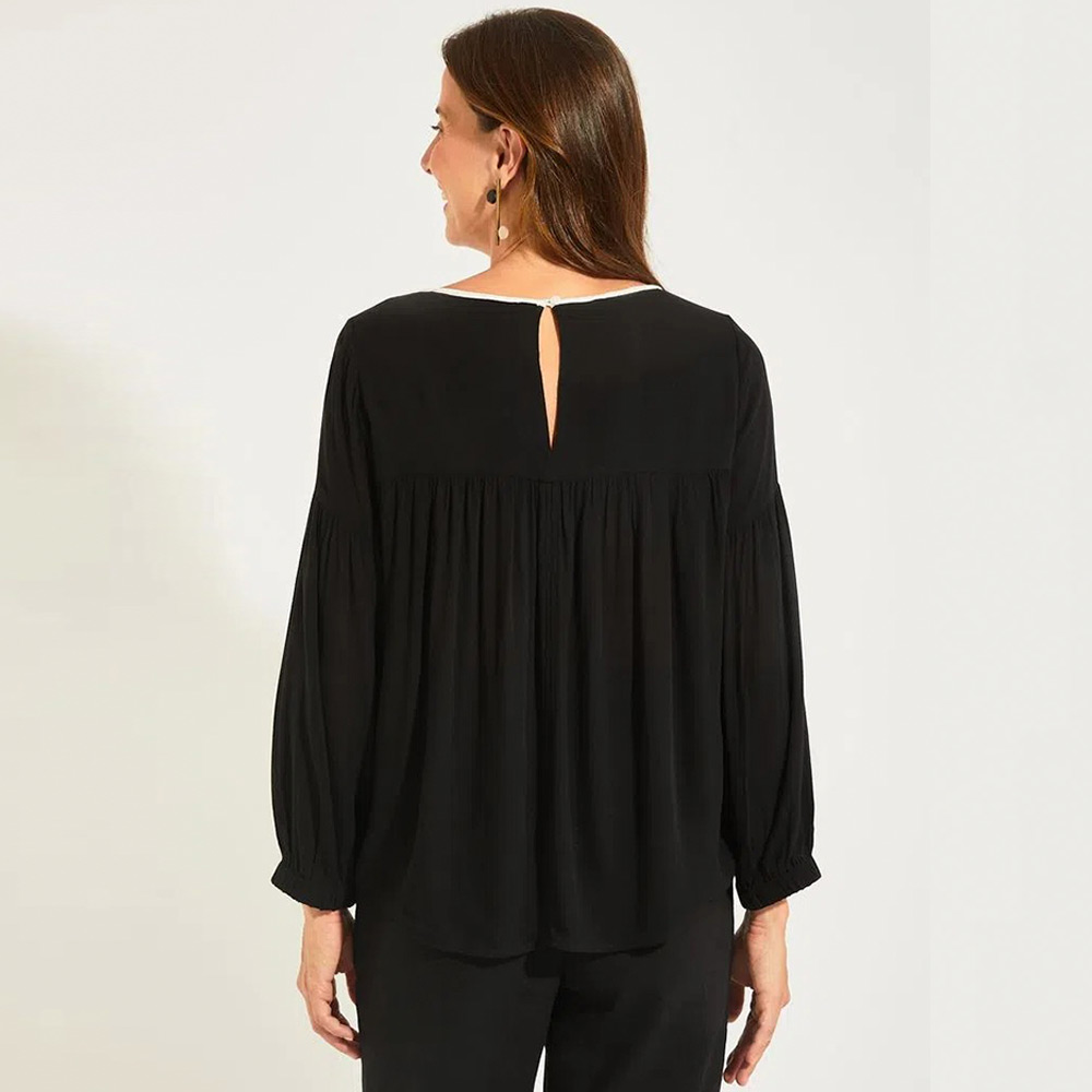 Blusa Crepe Viscose Canto Preta - Foto 3