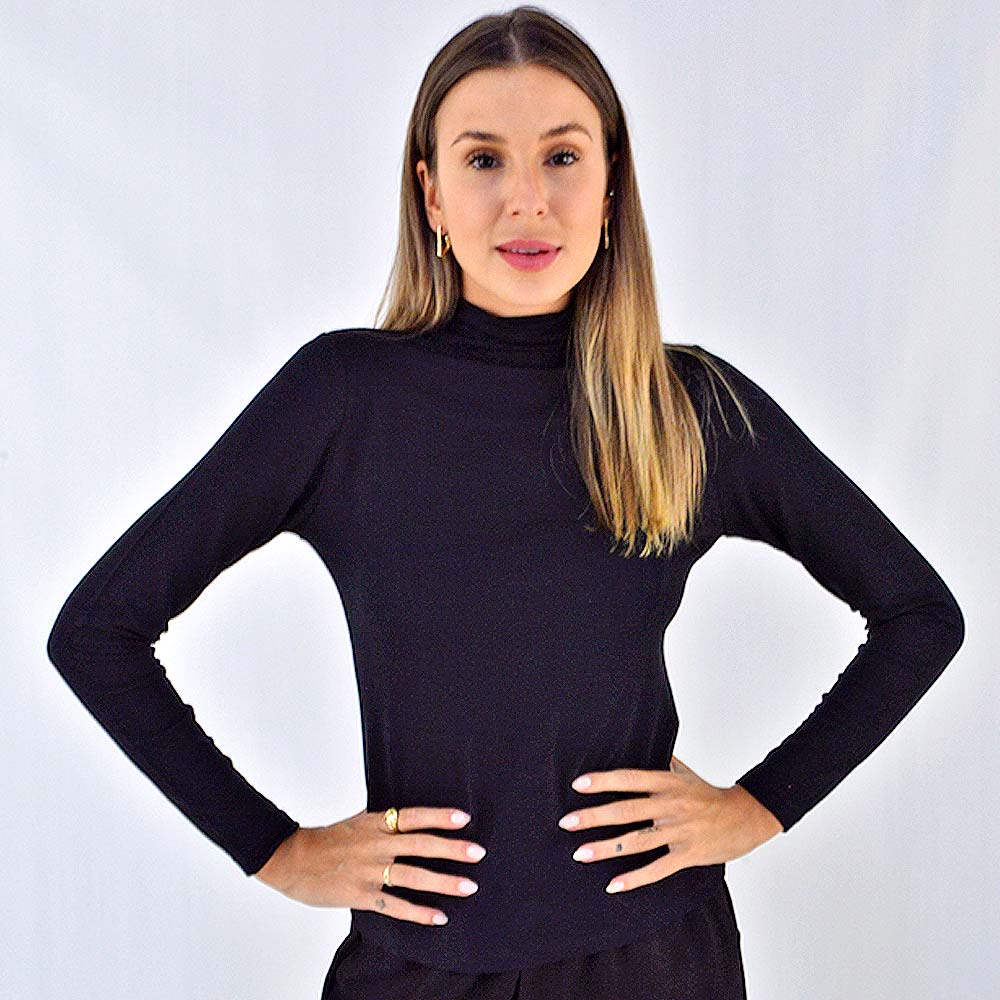 Blusa Gola Alta Declari Preta - Foto 1