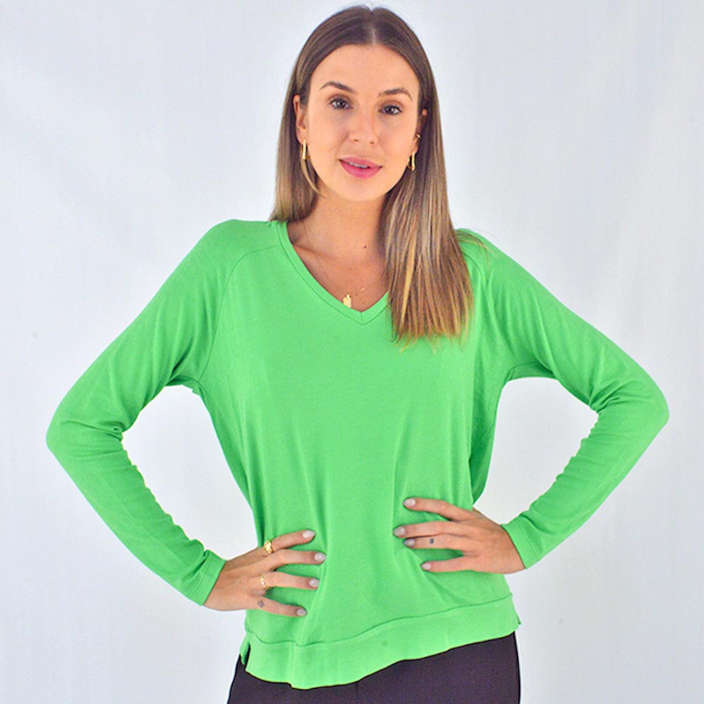 Blusa Raglan Declari Verde - Foto 1