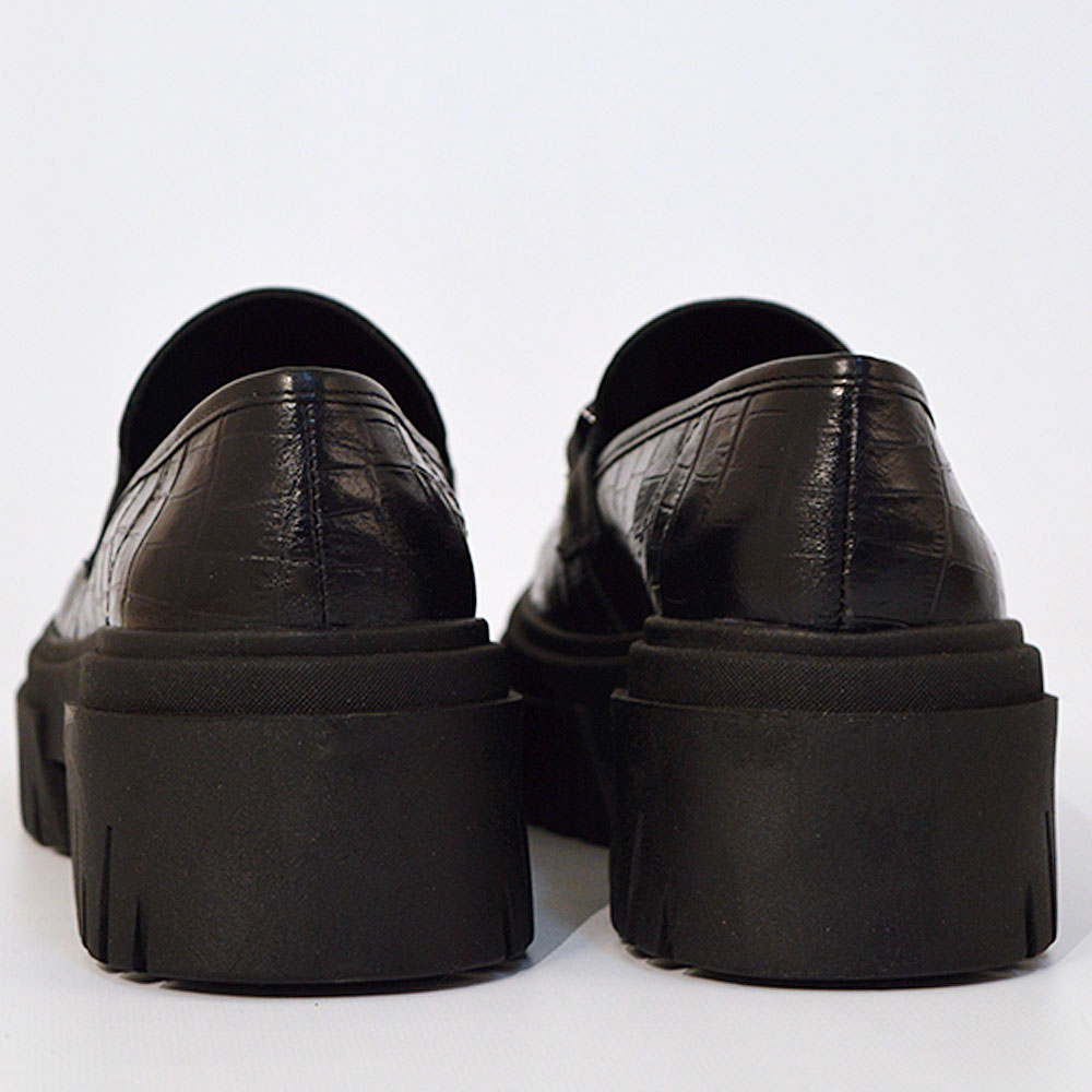 Loafer Couro Croco Preto Giulia Domna - Foto 5