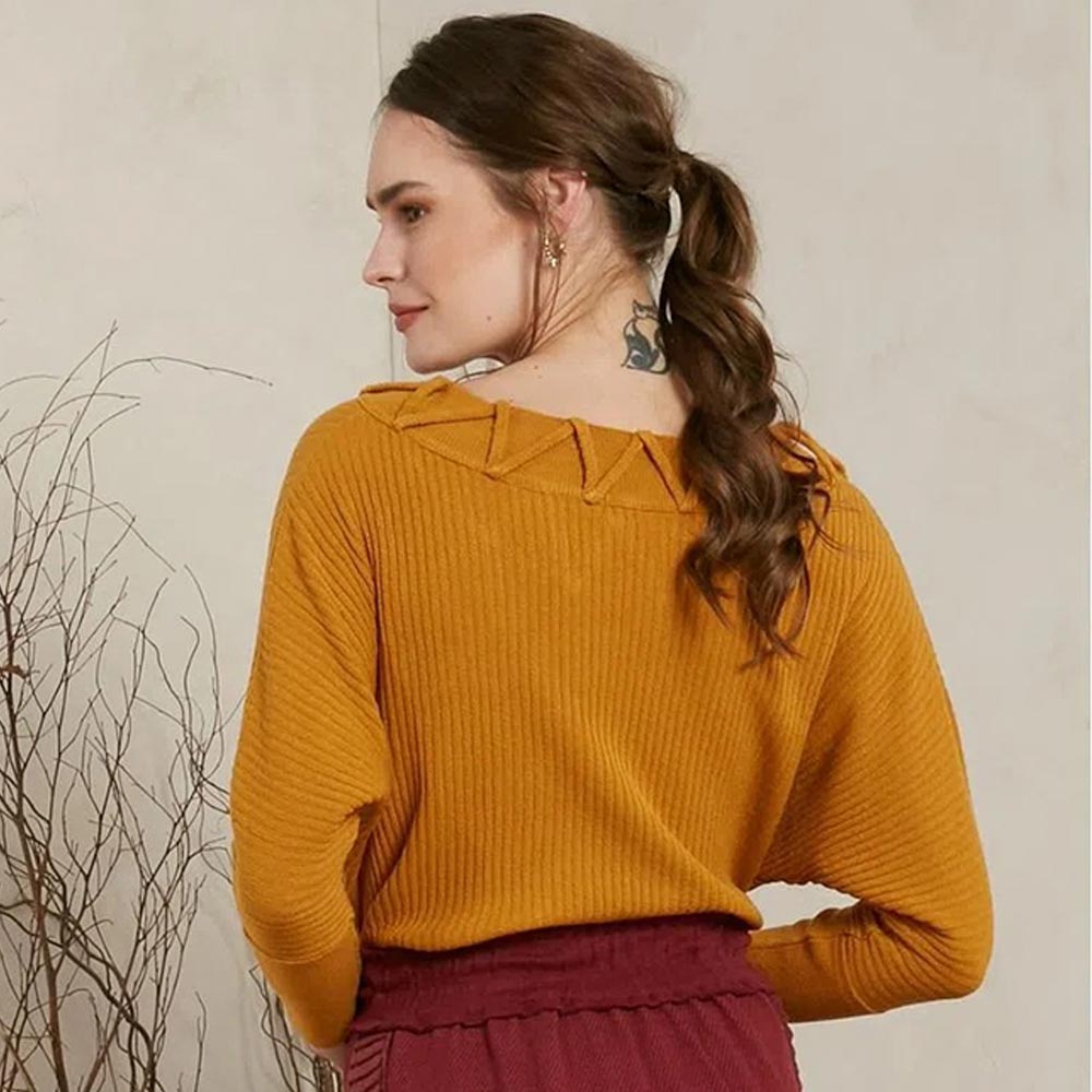 Blusa Canelada em Malha Haes Ocre - Foto 1