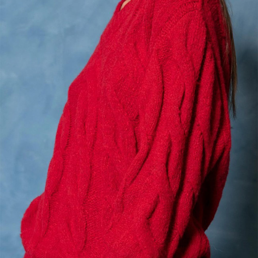 Blusa Tricot Decote V Biamar Vermelho - Foto 1