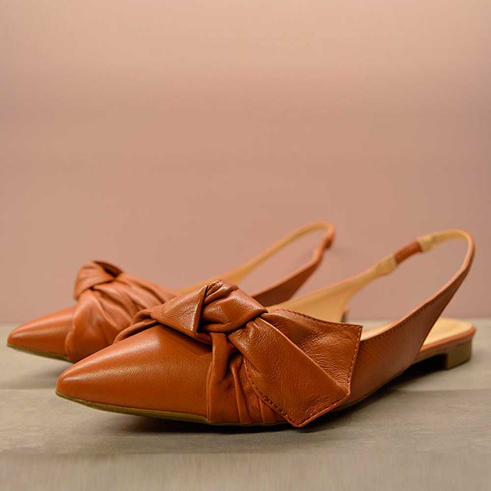 Slingback Couro Cor Whisky Cecconello - Foto 4