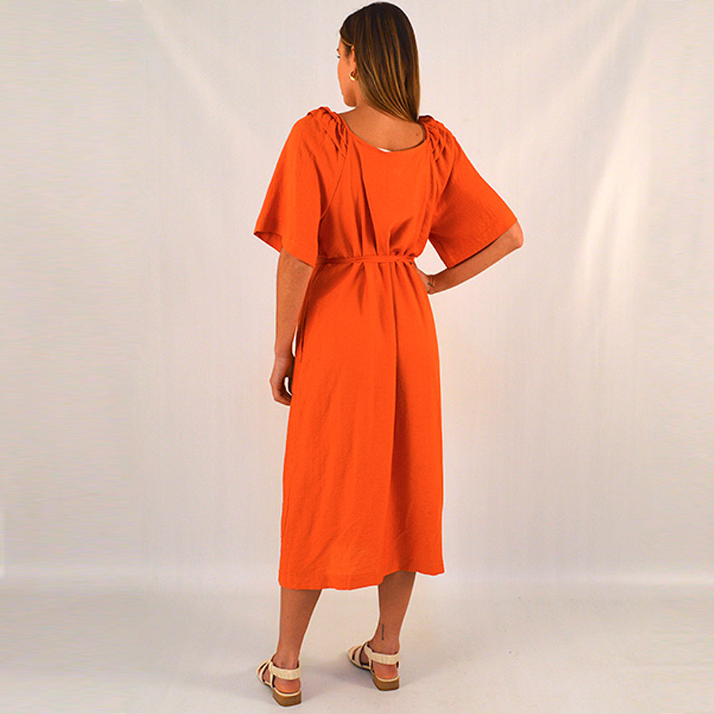 Vestido Midi Viscose Cor Laranja Gatos e Atos - Foto 2