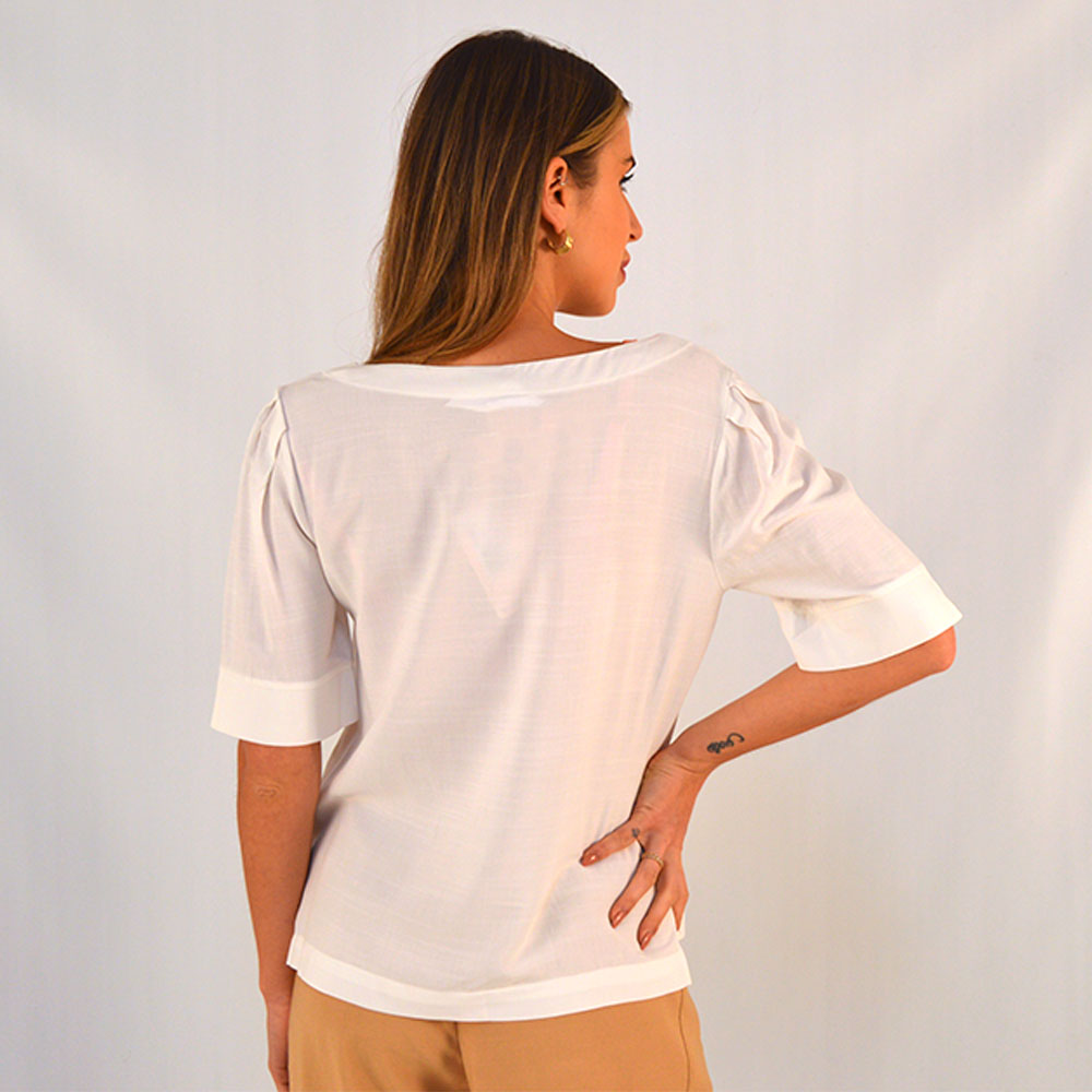 Blusa de Viscose Off White Gatos e Atos  - Foto 2