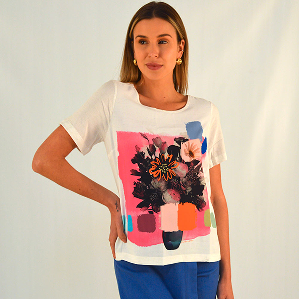 Blusa Viscolinen Com Crepe Chiffon Estampado Gatos e Atos  - Foto 2