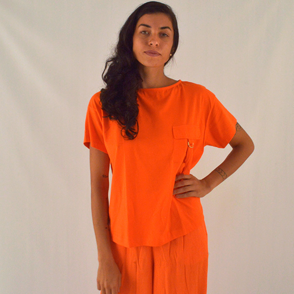 Blusa Algodo Laranja Declari - Foto 1