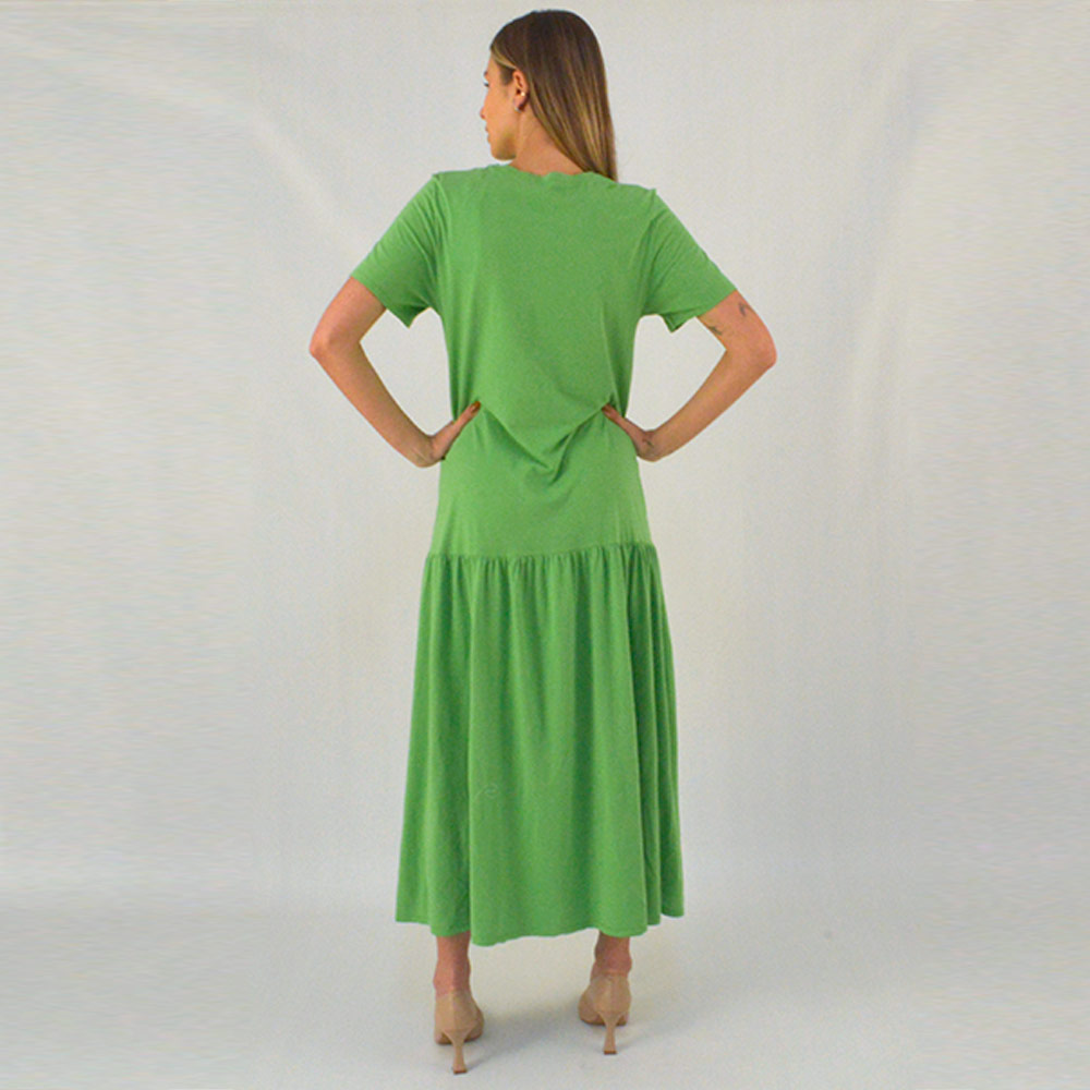 Vestido Longo Malha Algodo Verde Canto  - Foto 2
