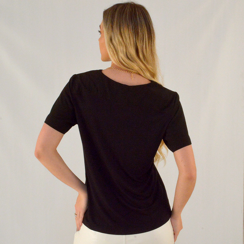 Blusa Visco Silky Preto Gatos e Atos  - Foto 2