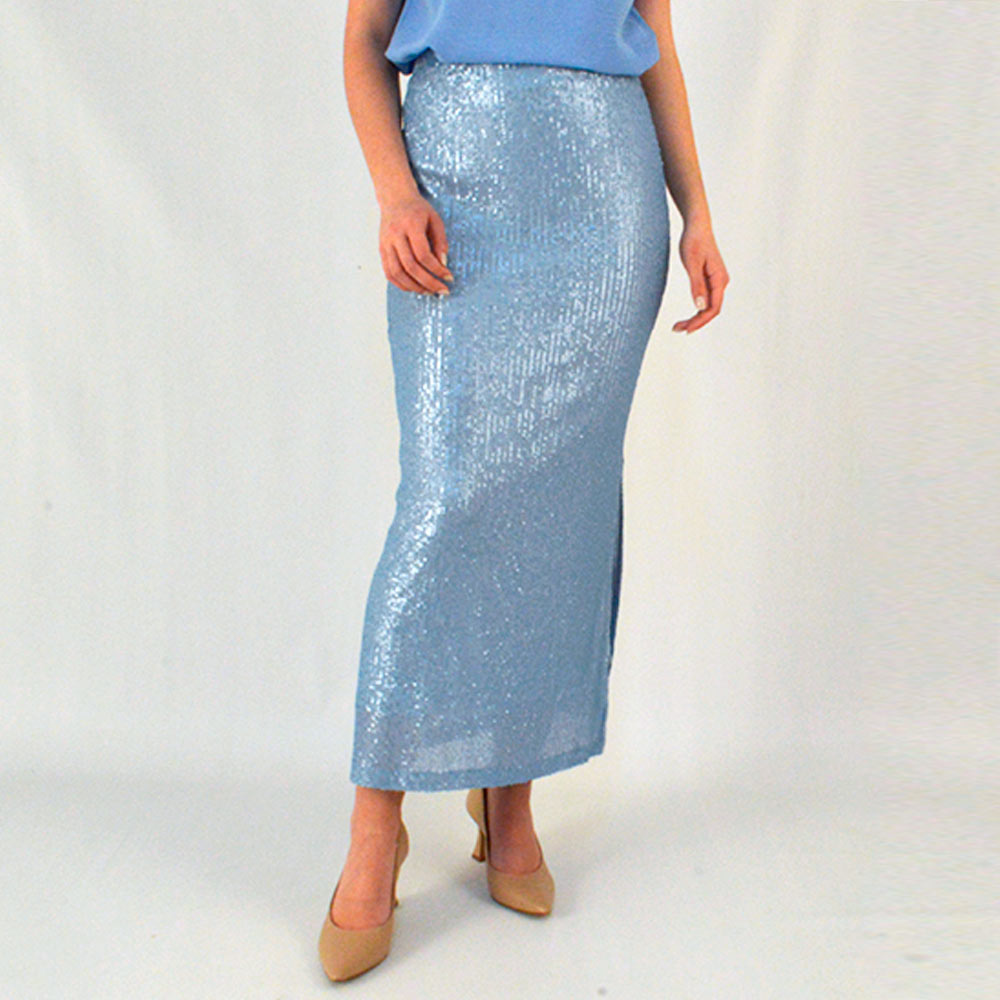 Saia Midi Paete Azul Mx Fashion  - Foto 1