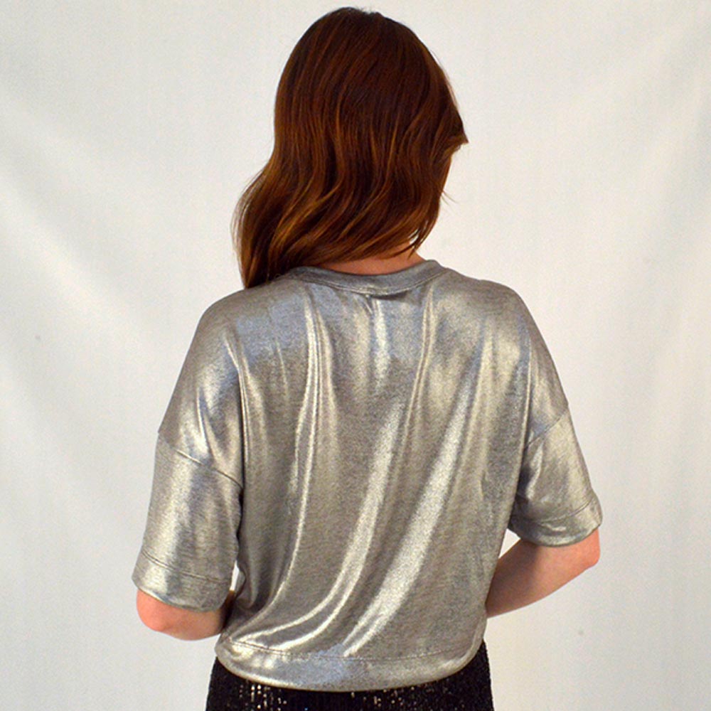 Blusa Cropped Metallic Prata Betelgeuse - Foto 2