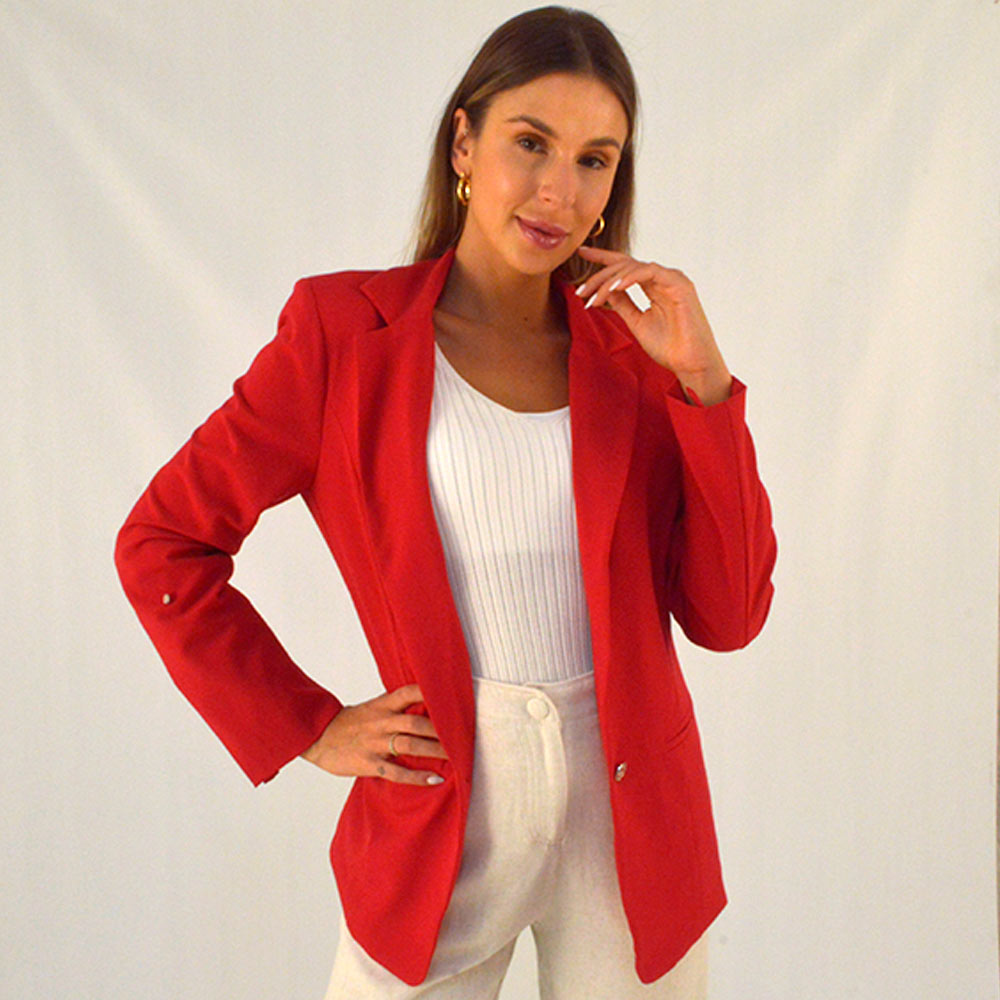 Blazer Sem Fechamento Donna Ritz Cor Rubi - Foto 1