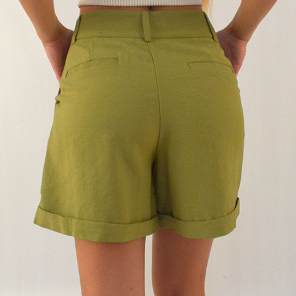 Shorts Alfaiataria Cor Pistache Aramodu - Foto 1