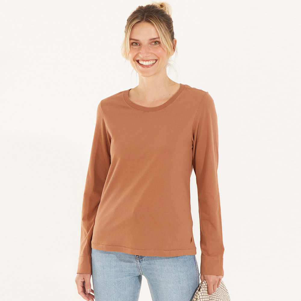 Blusa Algodo Canto Cor Marrom  - Foto 1