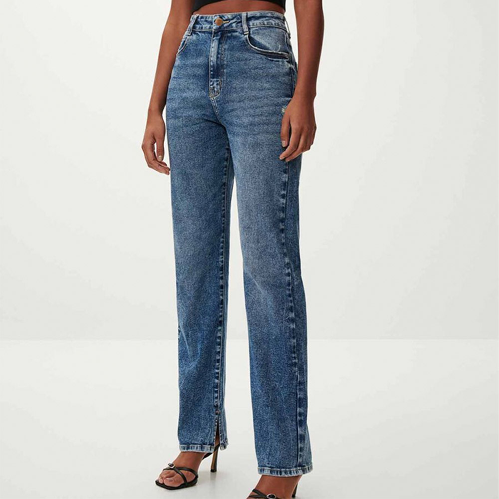 Cala Jeans Reta Slim Com Cintura Super Alta Lez a Lez  - Foto 1