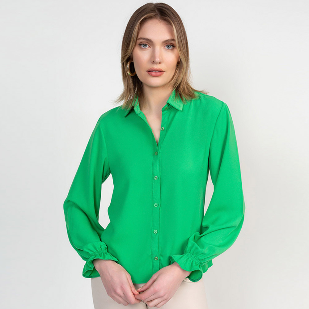Camisa Manga Longa Verde Flor de Lis - Foto 1