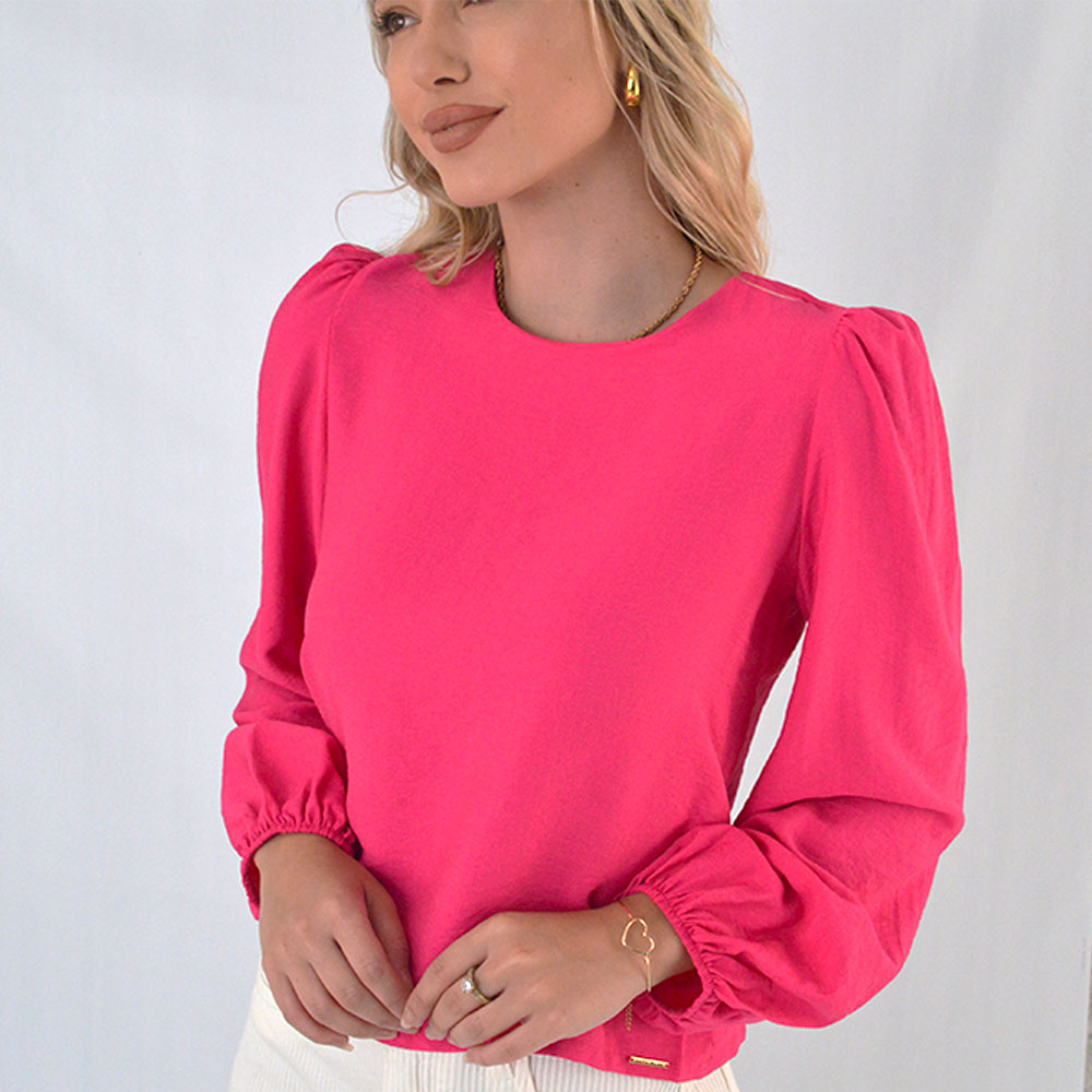 Blusa Manga Longa Cor Magenta Bana Bana - Foto 2