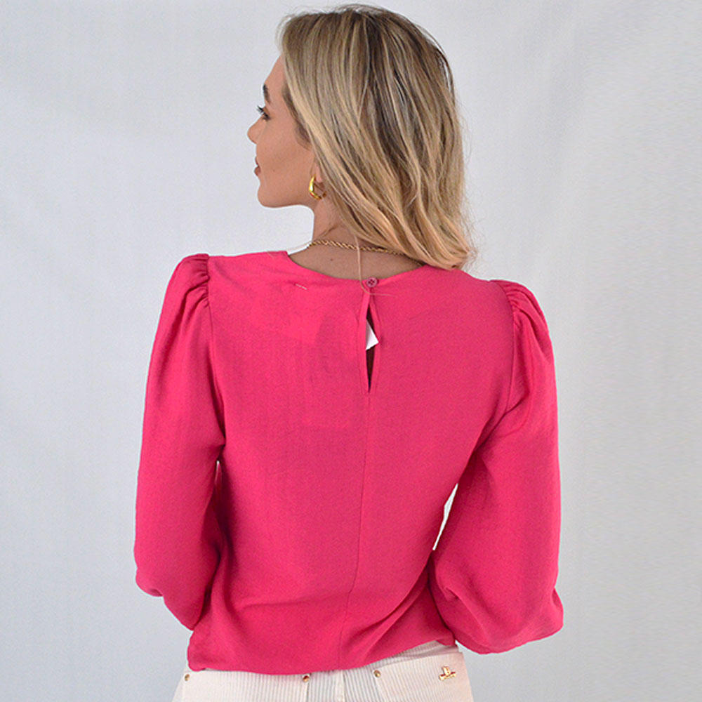 Blusa Manga Longa Cor Magenta Bana Bana - Foto 3