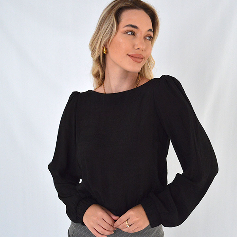 Blusa Cropped Viscose Preto Gatos e Atos - Foto 1