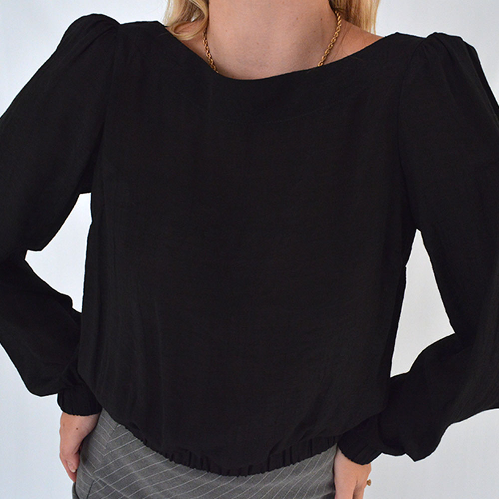 Blusa Cropped Viscose Preto Gatos e Atos - Foto 2