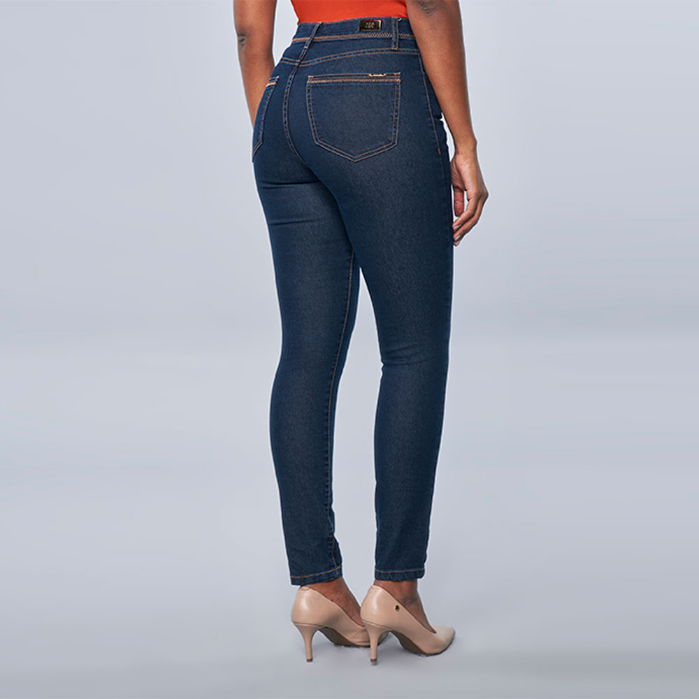 Cala jeans skinny cintura intermediria com pespontos zig zag Scalon - Foto 1