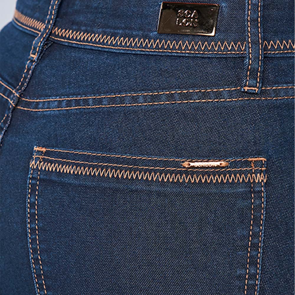 Cala jeans skinny cintura intermediria com pespontos zig zag Scalon - Foto 3