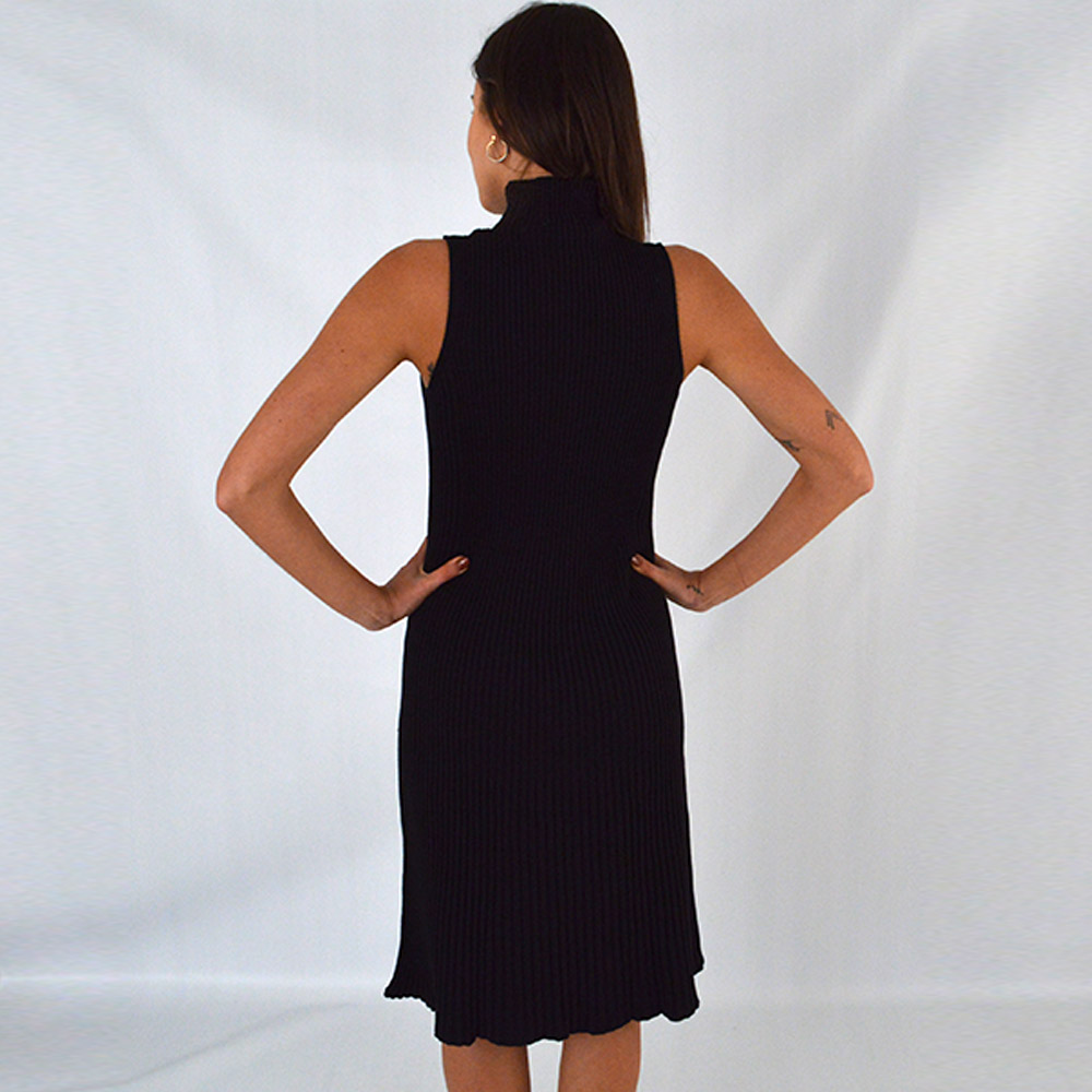 Vestido Tricot Preto Malhas Gida - Foto 2