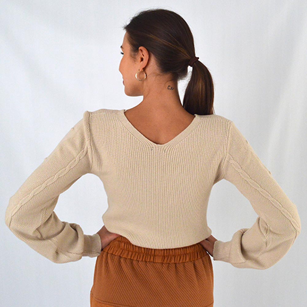 Blusa Tricot Bege Susan Zheng  - Foto 3