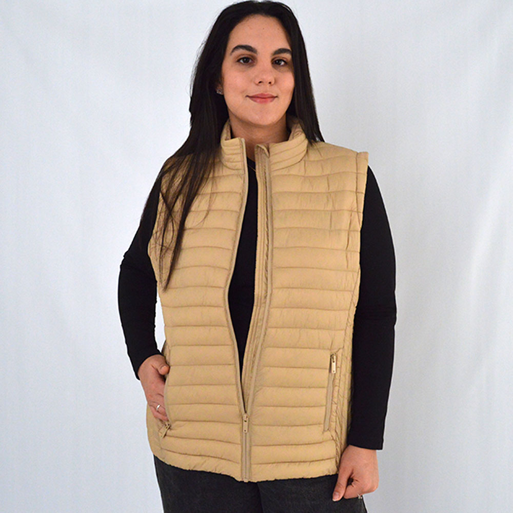 Jaqueta Colete Estofada Alpelo Camel Plus Size - Foto 10