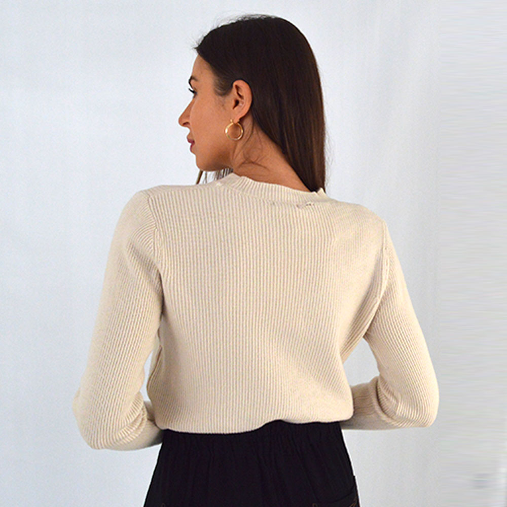 Blusa Tricot Toque Cachemir Susan Zheng Bege - Foto 6