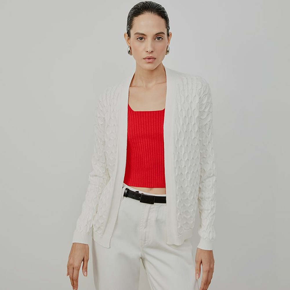 Casaco Em Tricot Off White Anselmi - Foto 2