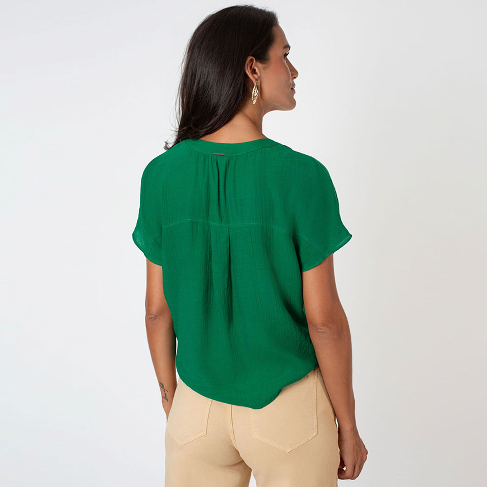 Blusa Viscose Cor Verde Flor de Lis  - Foto 2