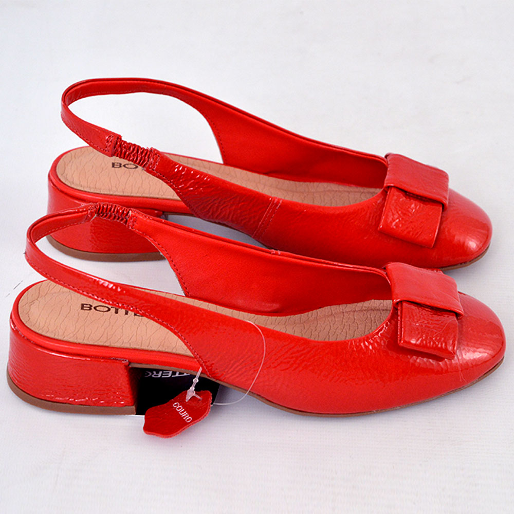 Slingback Couro Verniz Vermelho Bottero - Foto 3