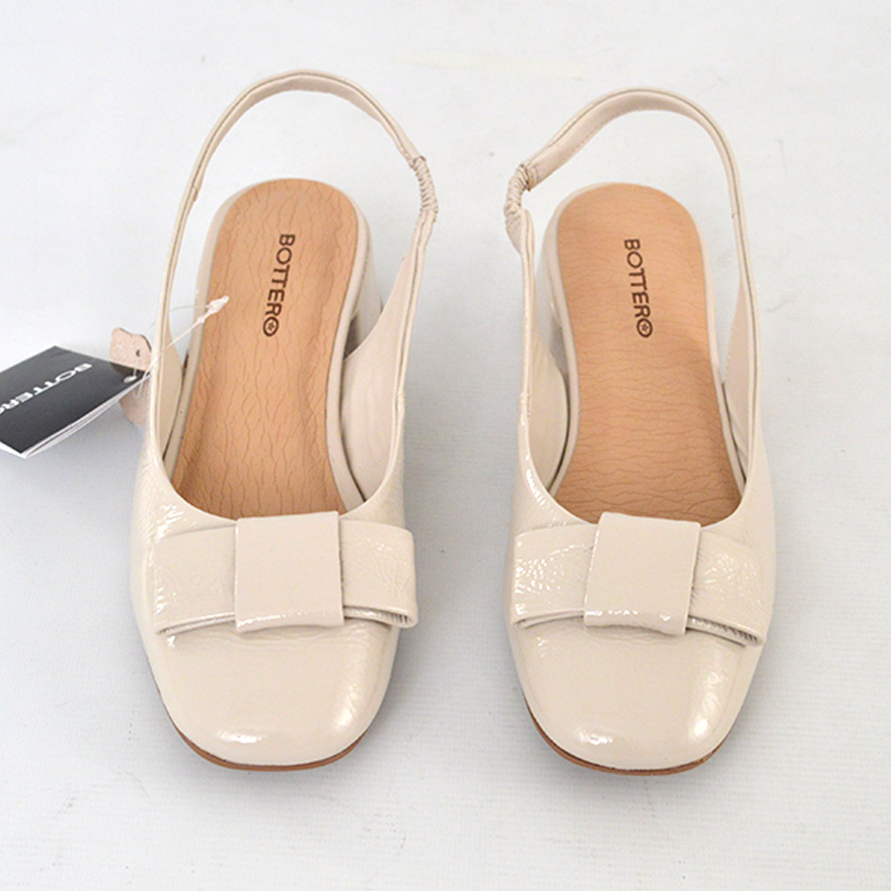 Slingback Couro Verniz Off White Bottero - Foto 2